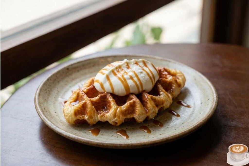 Bánh Croffle phủ kem muối tan chảy tại quán cafe Hà Nội